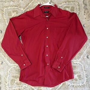 Men’s red long sleeve button up